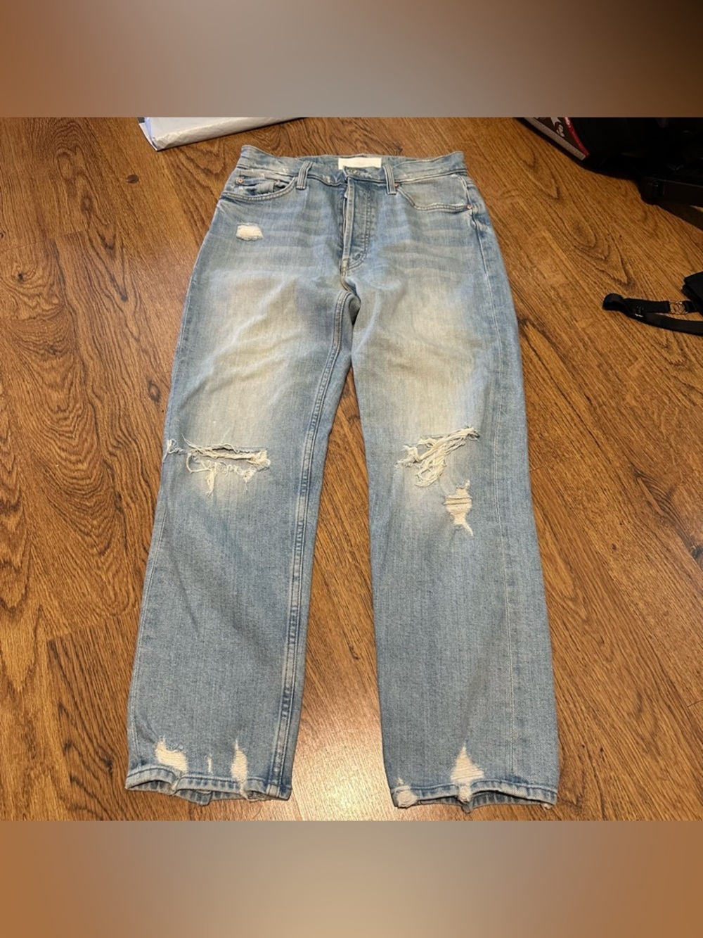 Mother Superior Blue Distressed Jeans Straight side 26 the tomcat cotton blend